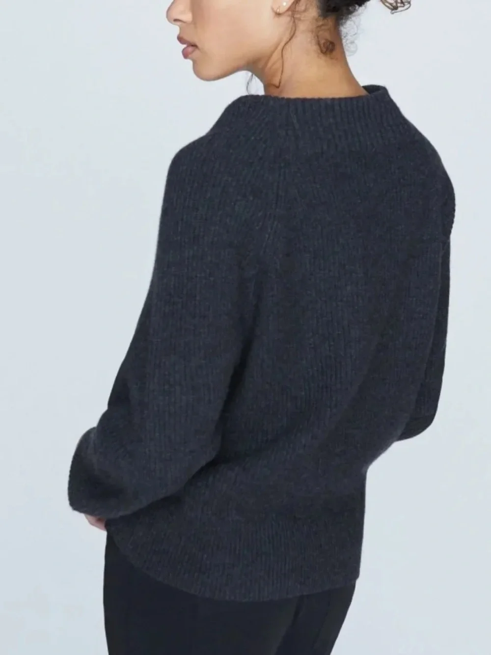 Brochu Walker Leith Wool Cashmere Cowl Neck Sweater Gray Small Italian Yarn